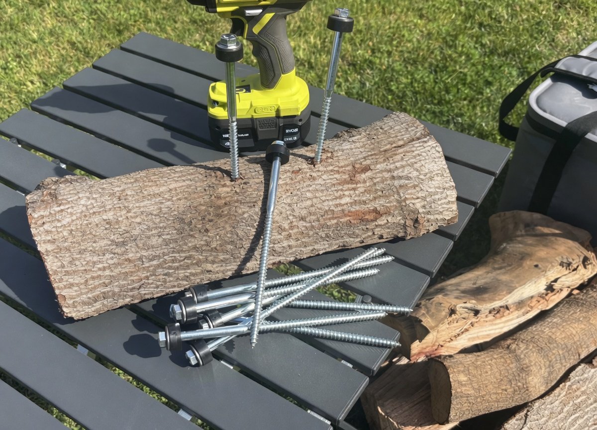 Nomad Spikes drilled into firewood